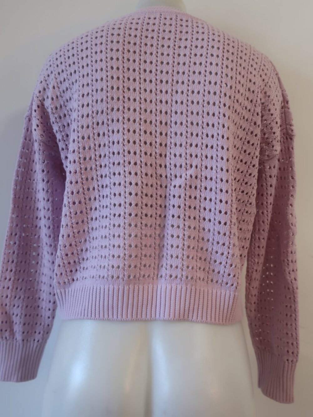 Womens Kokun Lilac (Item- 27) Open Knit V-Neck Cotton Cardigan Sweater XS - Picture 6 of 9